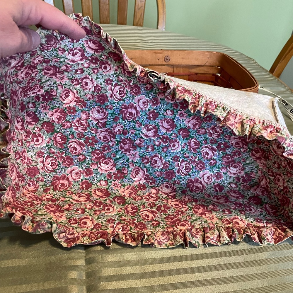 Longaberger Wood Basket with Pink Floral Fabric Liner - Picture 11 of 14